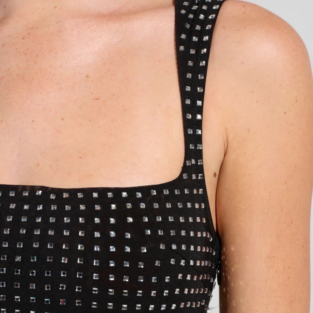 Akira Champagne Problems Rhinestone Mesh Maxi Dress - Picture 2 of 6